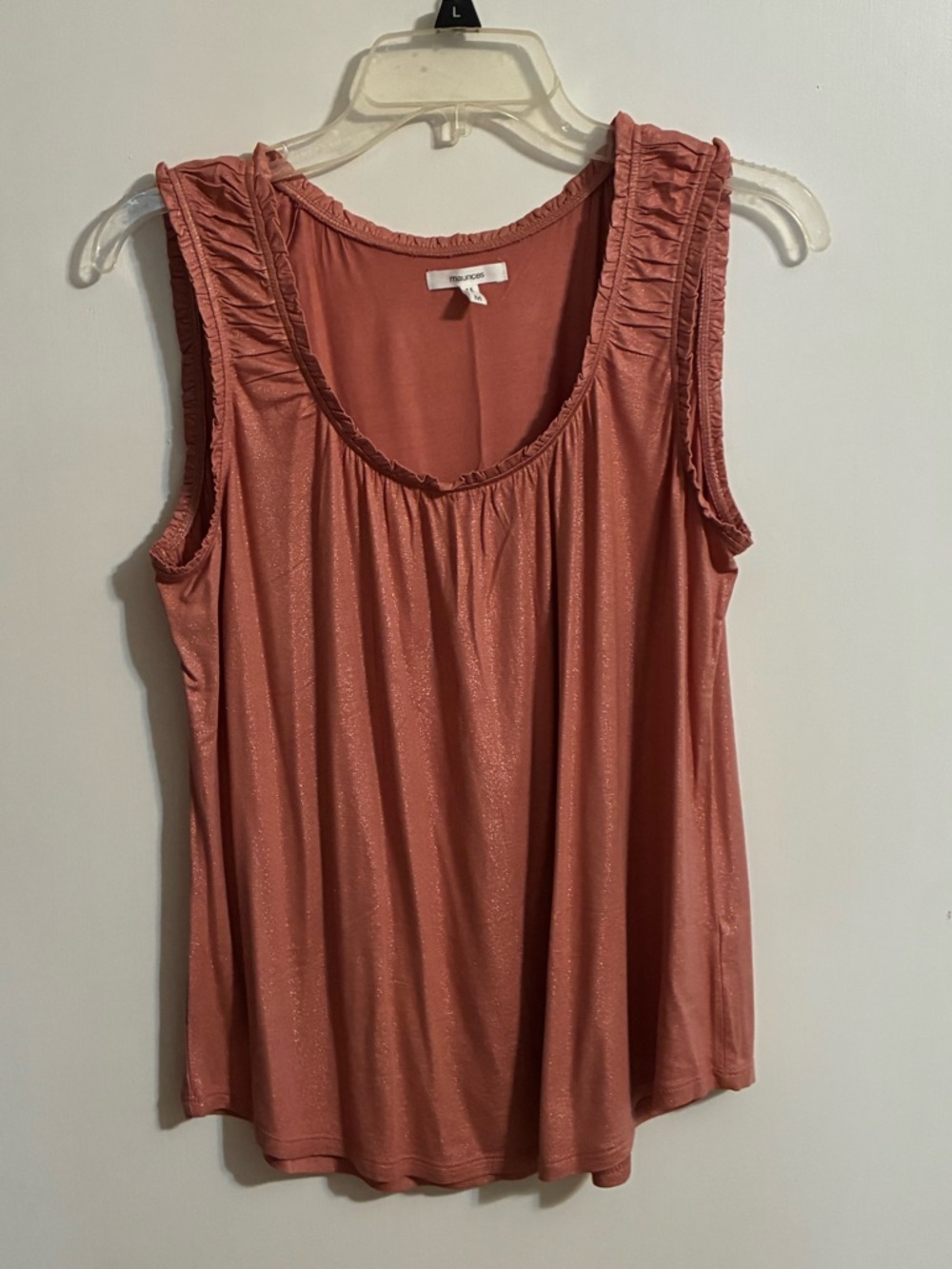 Maurices Sleeveless Ruffle Scoop Neck Top - Dusty Rose